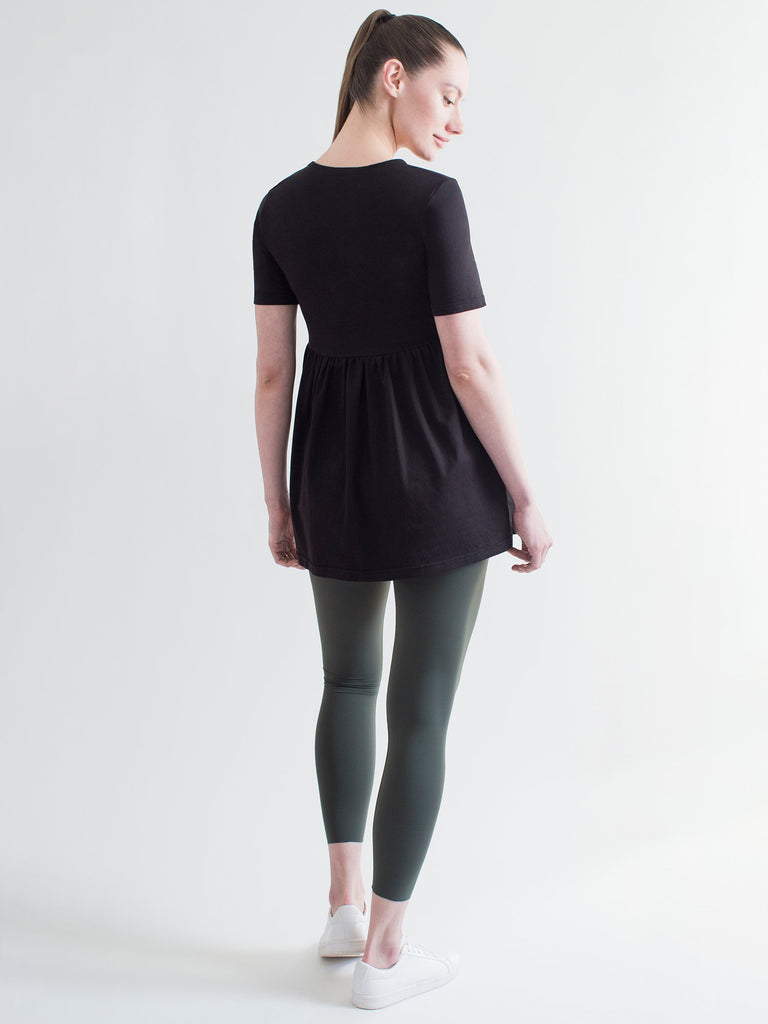 MATERNITY PLEATED SOFT STRETCH TOP, BLACK