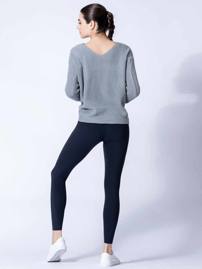 KNOTTED OPEN BACK SWEATER, ICE GREY
