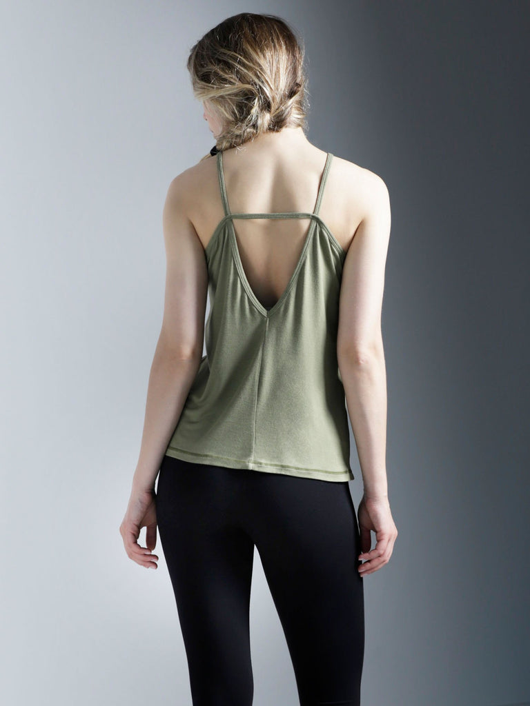 V BACK SINGLET, SAGE MODAL