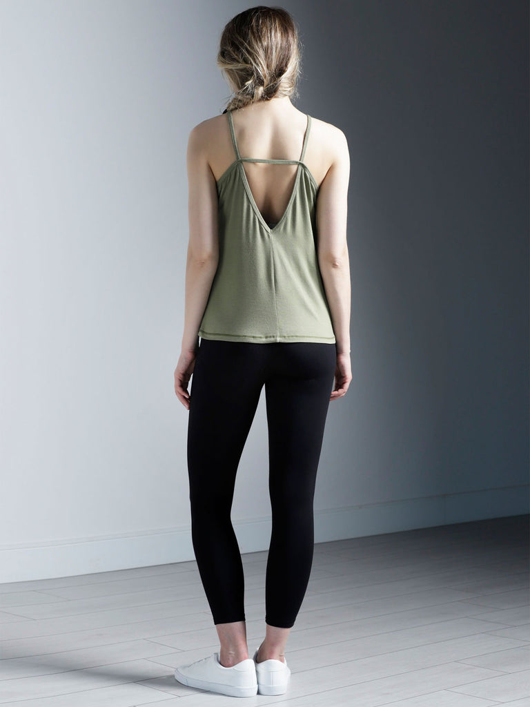 V BACK SINGLET, SAGE MODAL