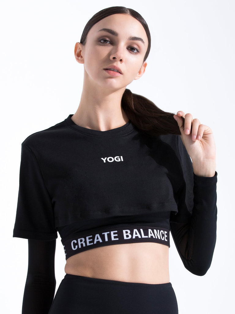 YOGI CROPPED TEE, BLACK
