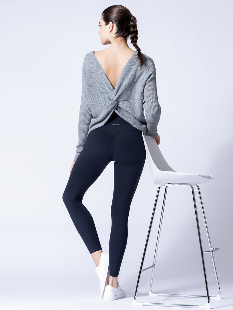 KNOTTED OPEN BACK SWEATER, ICE GREY