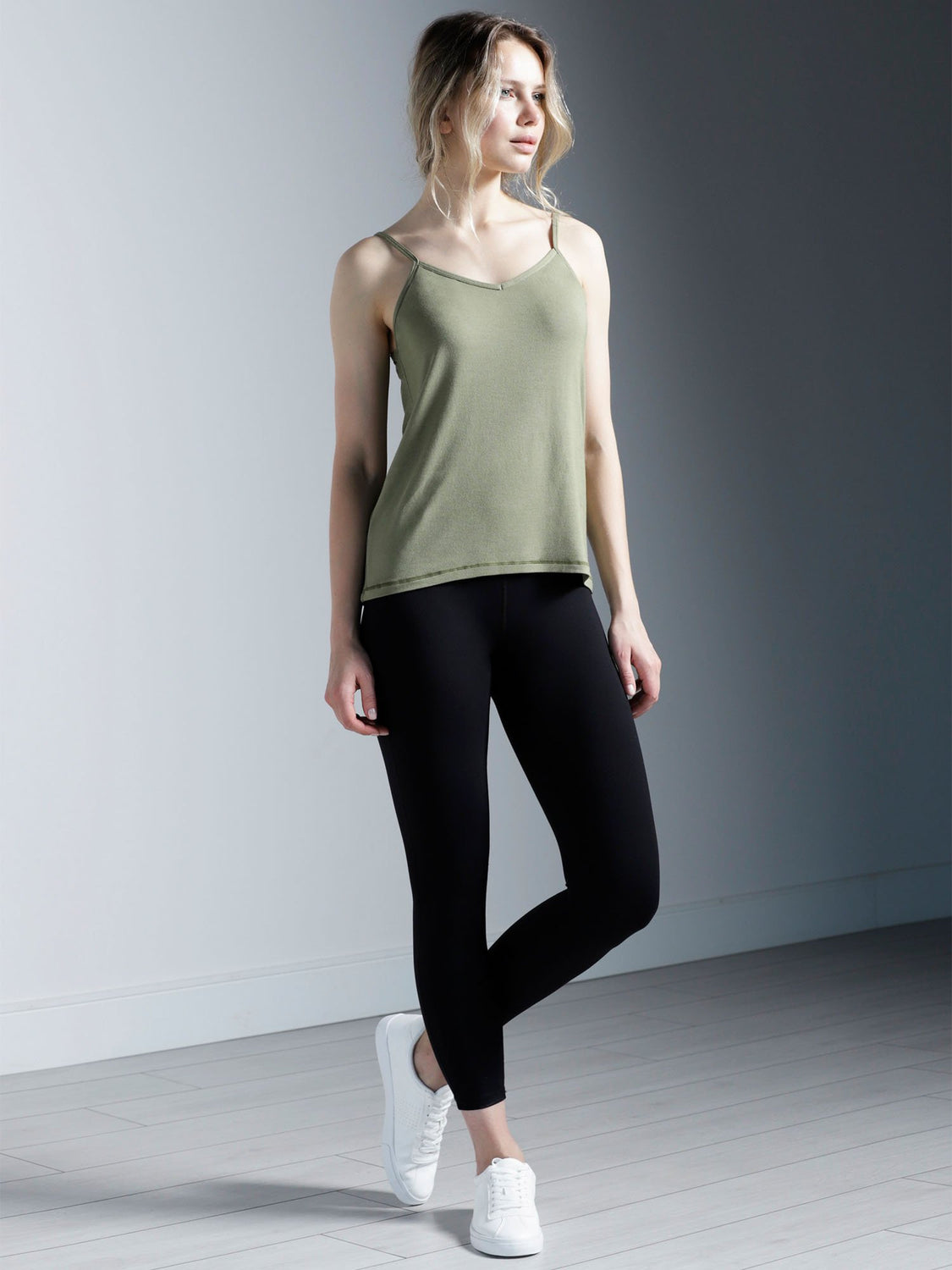 V BACK SINGLET, SAGE MODAL