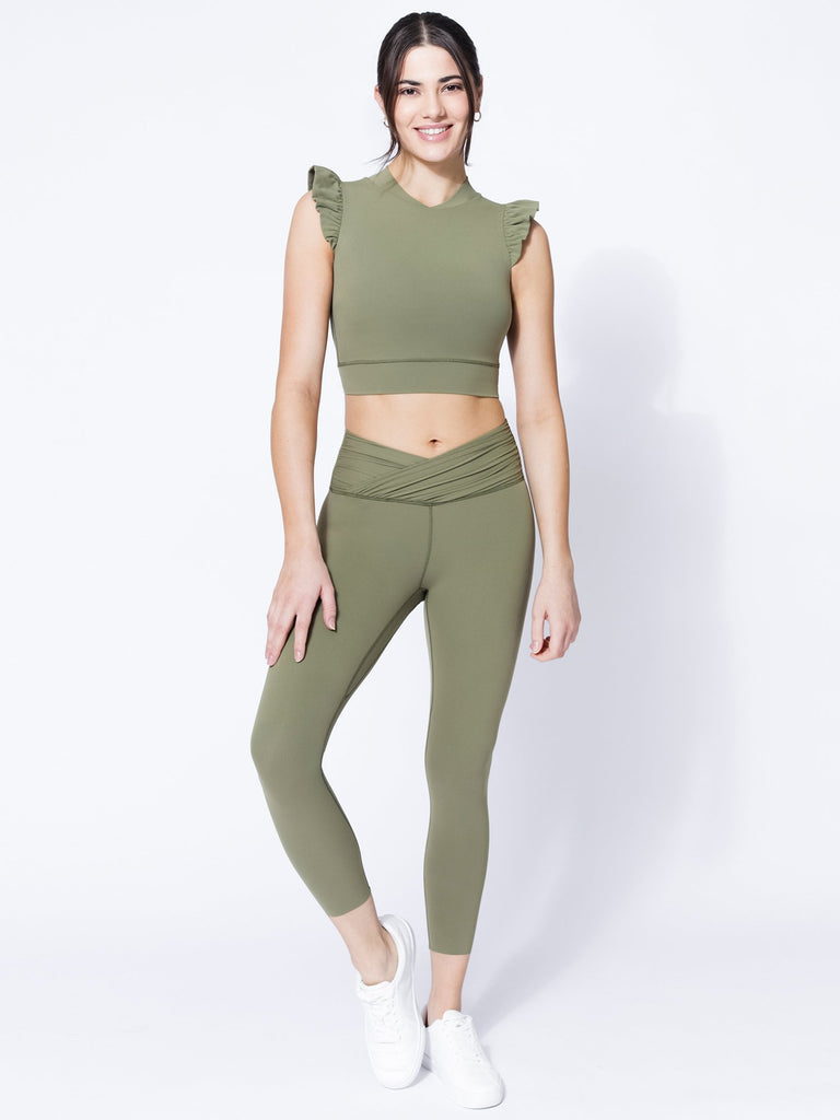 NUDE WRAP ANKLE CROPS, SAGE