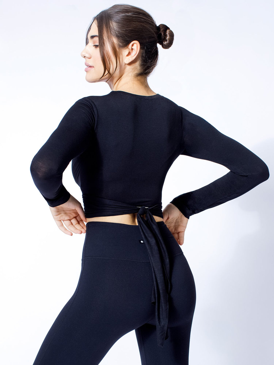 LONG SLEEVE CT WRAP TEE, BLACK