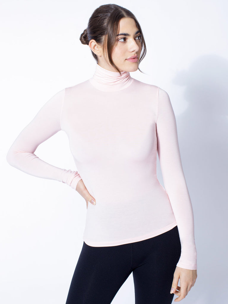TURTLENECK TOP, BALLET PINK
