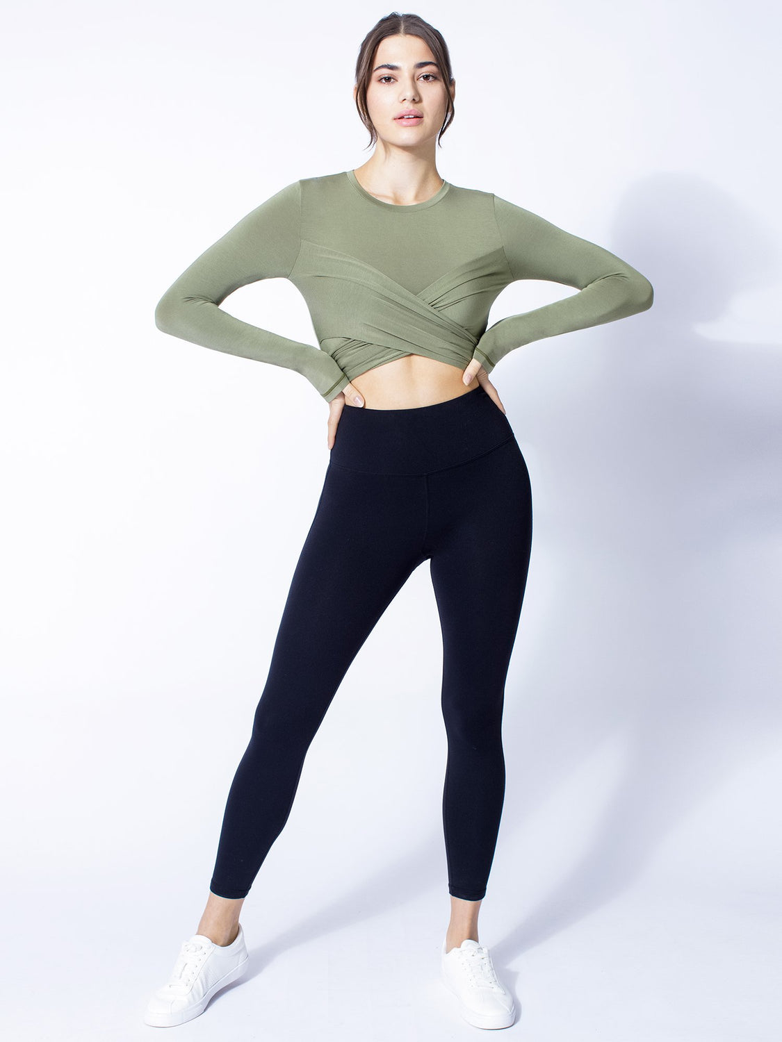 LONG SLEEVE CT WRAP TEE, SAGE