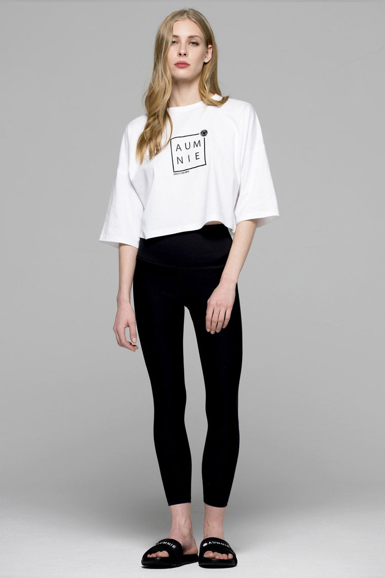 BOX LOGO OVERSIZED CROPPED TEE, WHITE