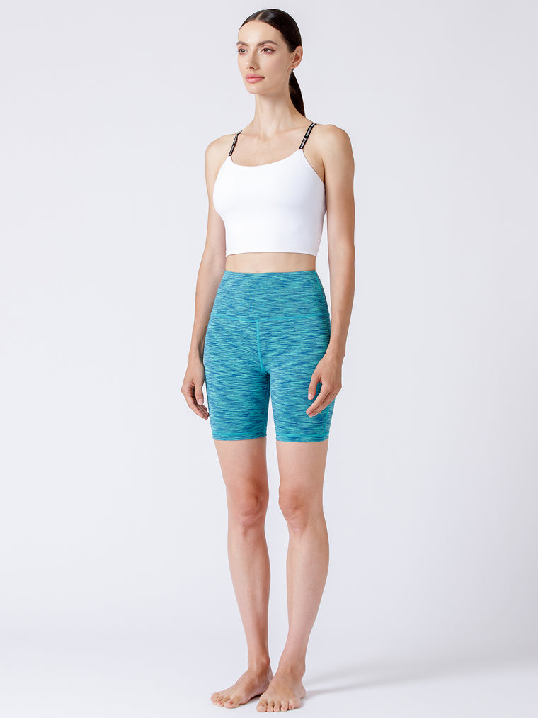 FLEX 6" HIGH WAIST SHORTS, GREEN MELANGE