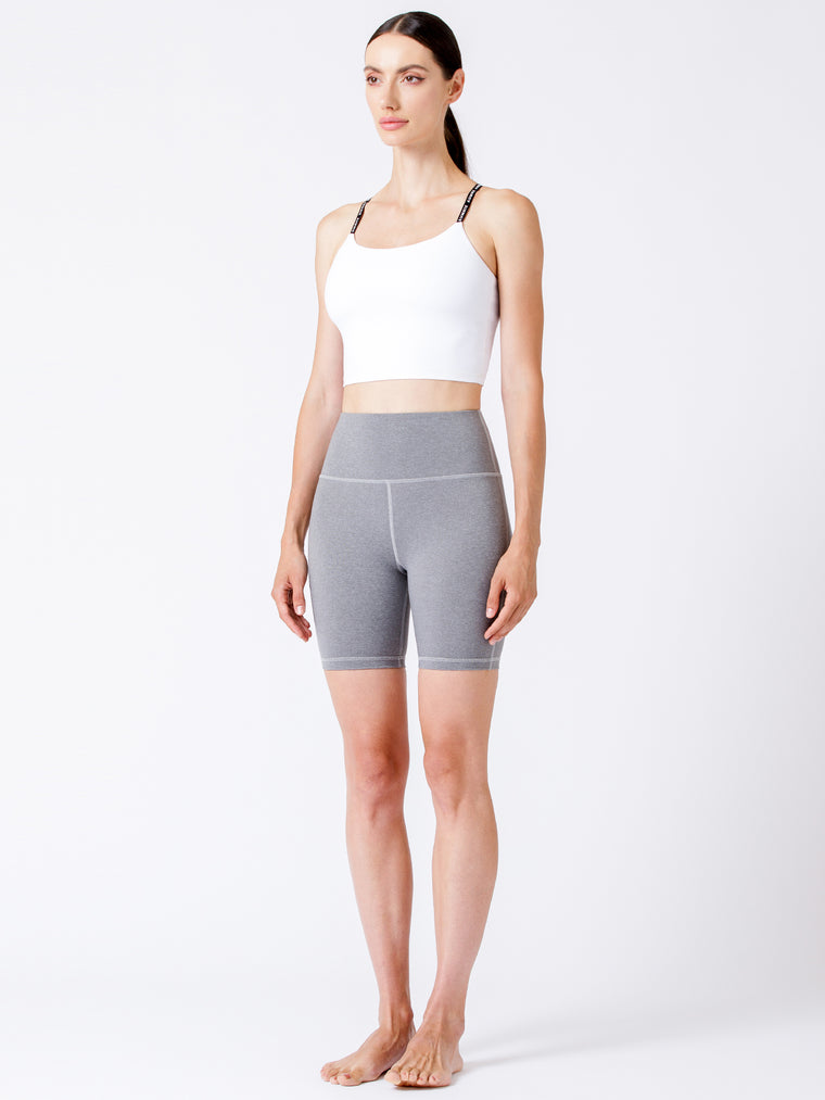 FLEX 6" HIGH WAIST SHORTS, LIGHT HEATHER GREY