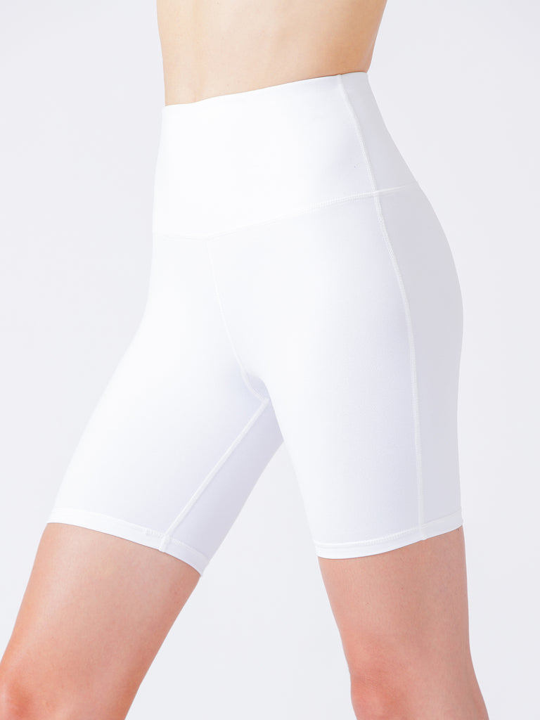 FLEX 6" HIGH WAIST SHORTS, WHITE