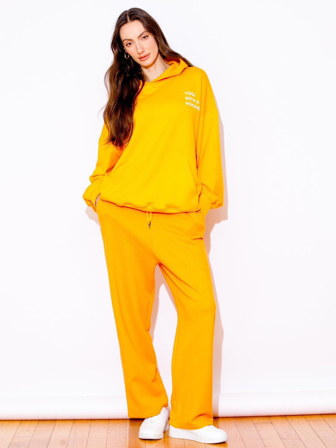 URBAN WIDE LEG SWEATPANTS,YELLOW