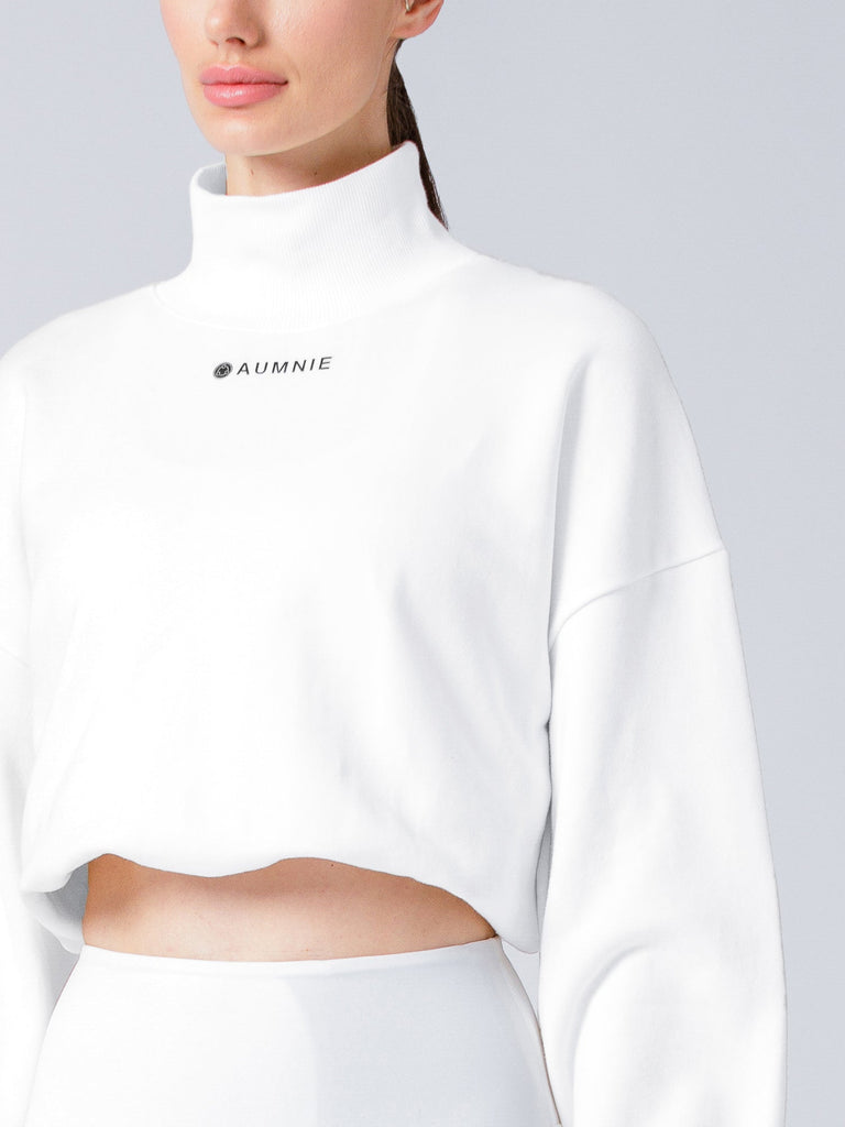 CT MOCK NECK SWEATSHIRT, WHITE