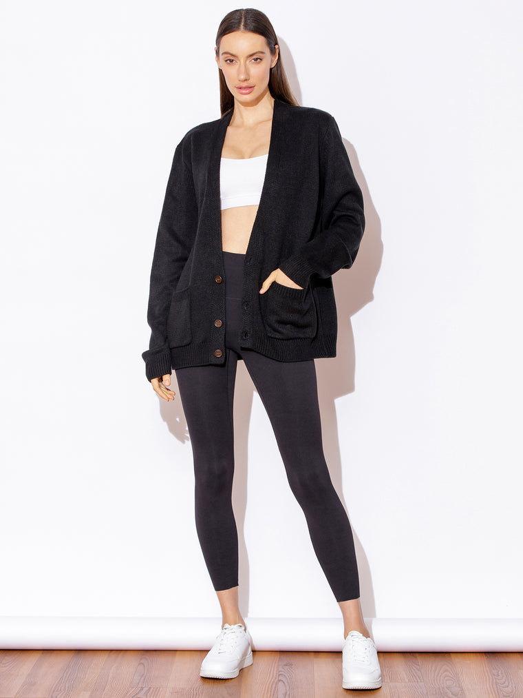 EVERYDAY OVERSIZED CLASSIC CARDIGAN, BLACK