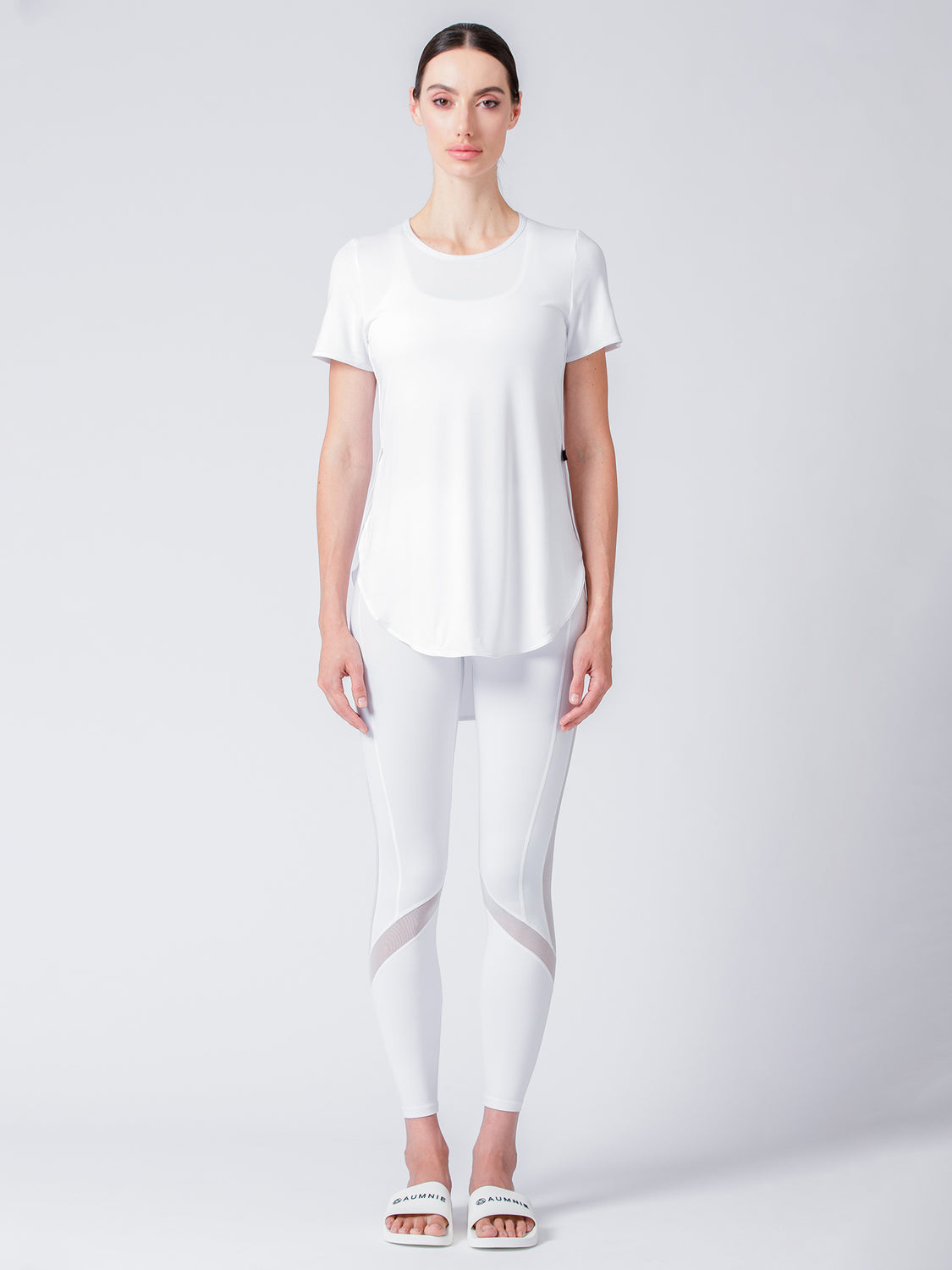 HI LO SPLIT SIDE TEE, WHITE