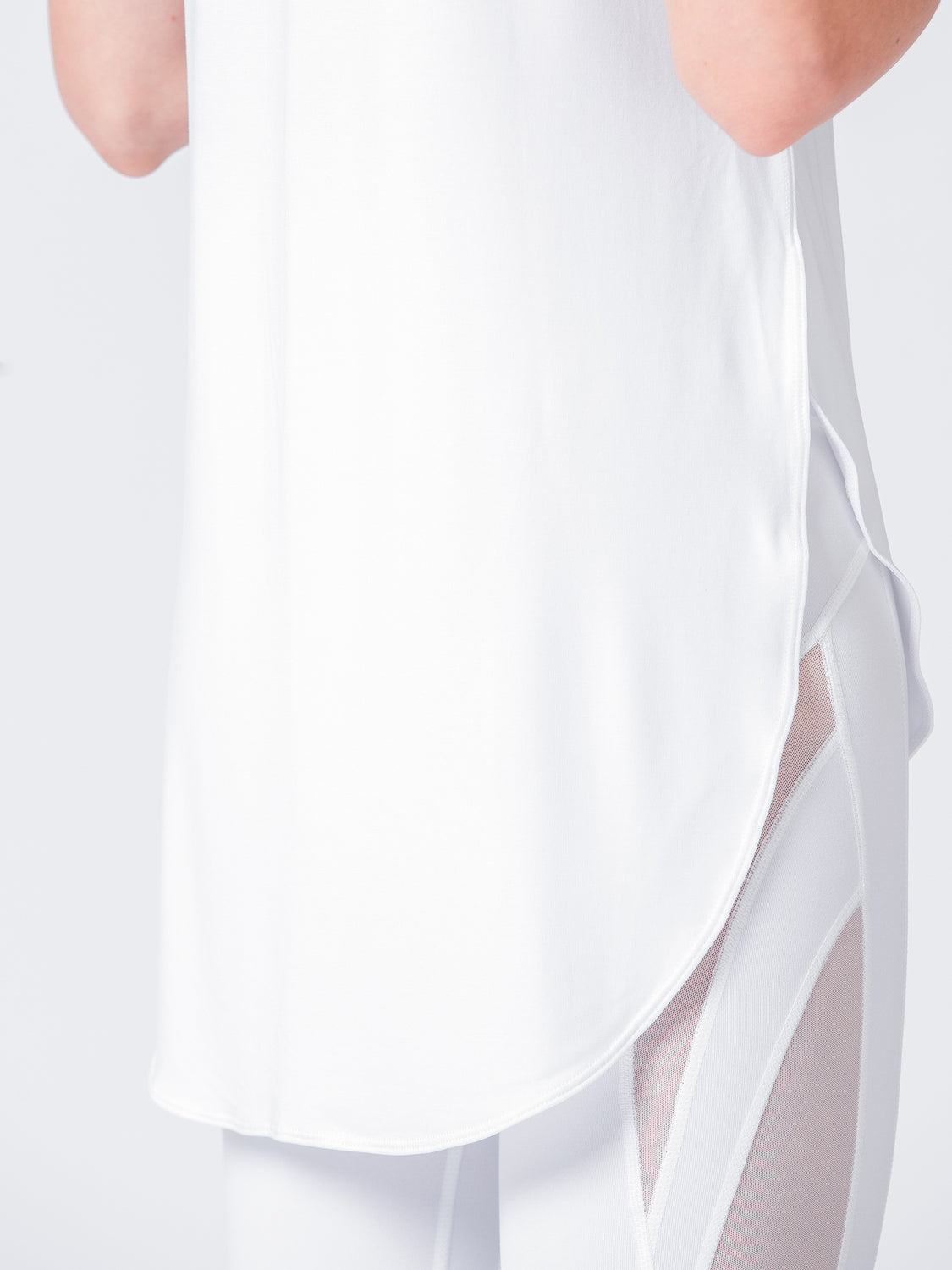 HI LO SPLIT SIDE TEE, WHITE