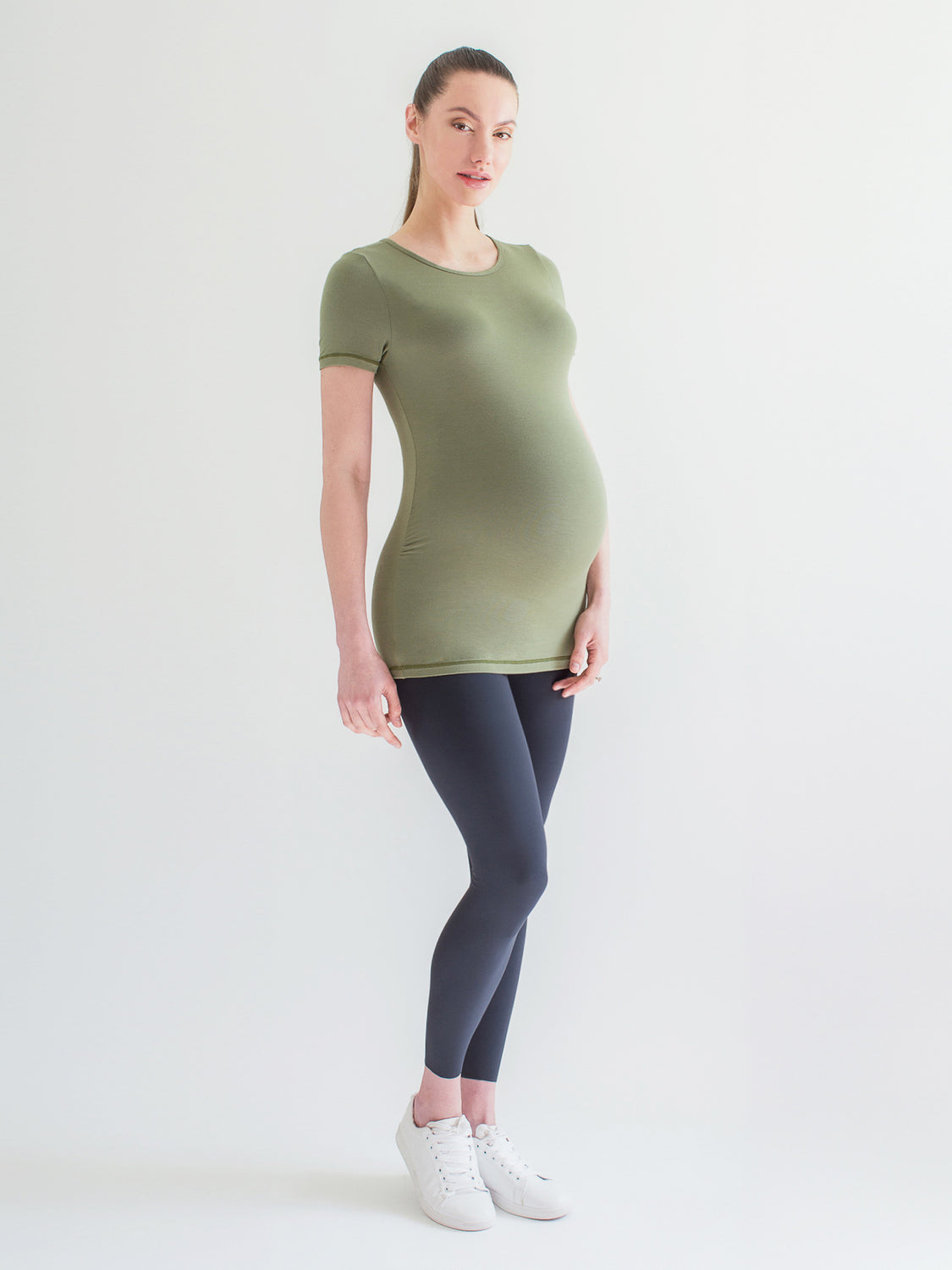 MATERNITY SOFT STRETCH SHORT SLEEVE TEE, WILLOW