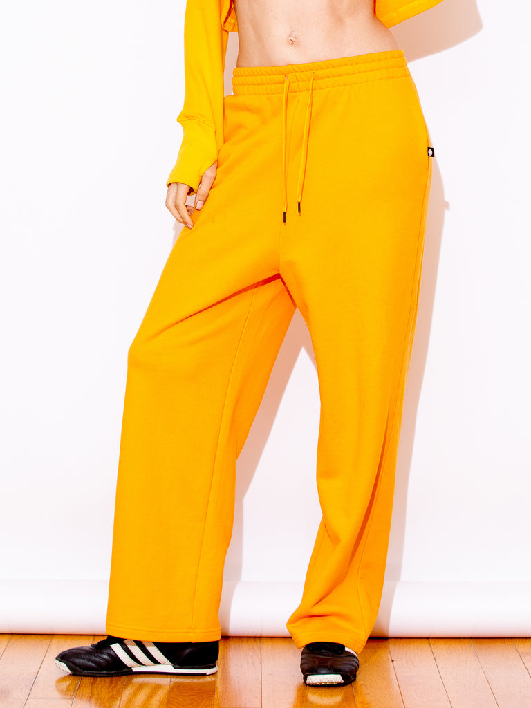 URBAN WIDE LEG SWEATPANTS,YELLOW