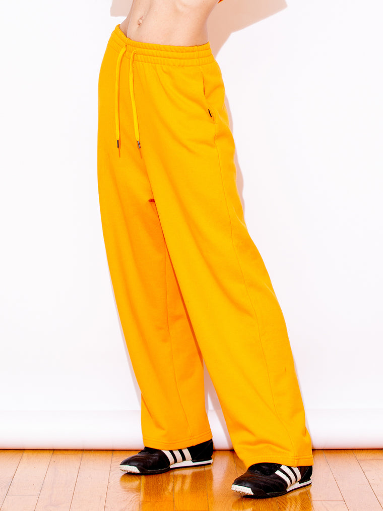 URBAN WIDE LEG SWEATPANTS,YELLOW