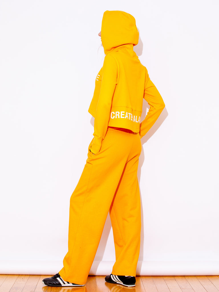 URBAN WIDE LEG SWEATPANTS,YELLOW