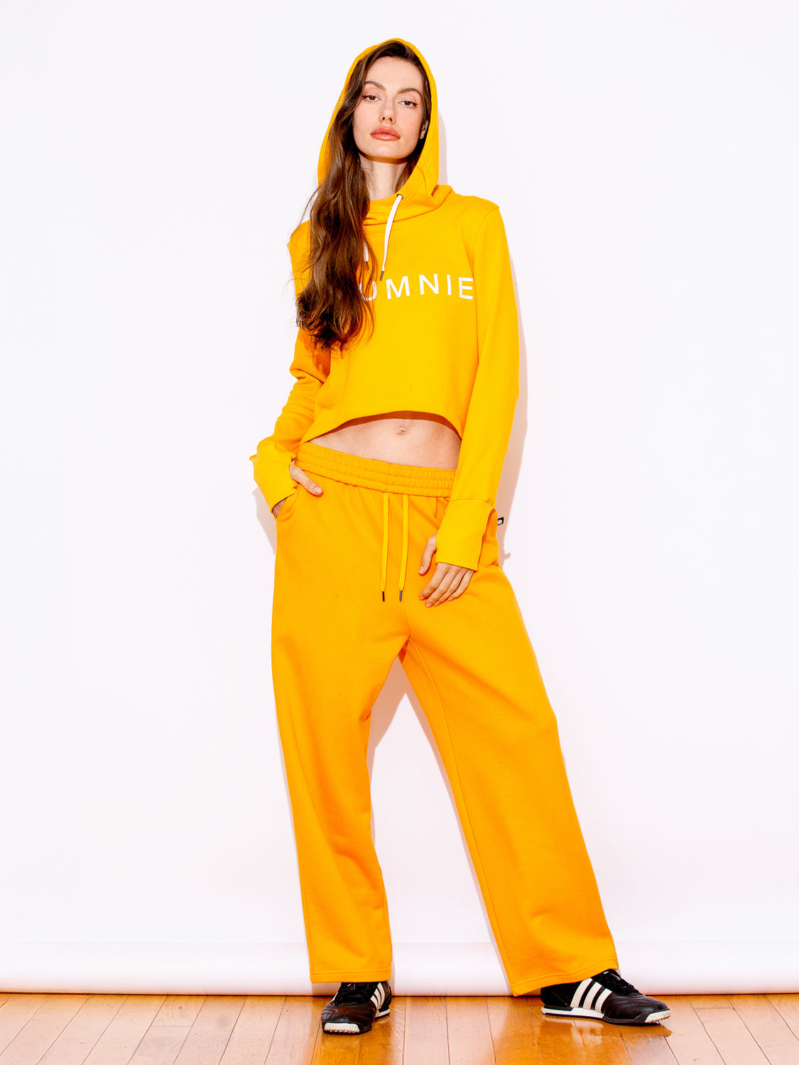 URBAN WIDE LEG SWEATPANTS,YELLOW