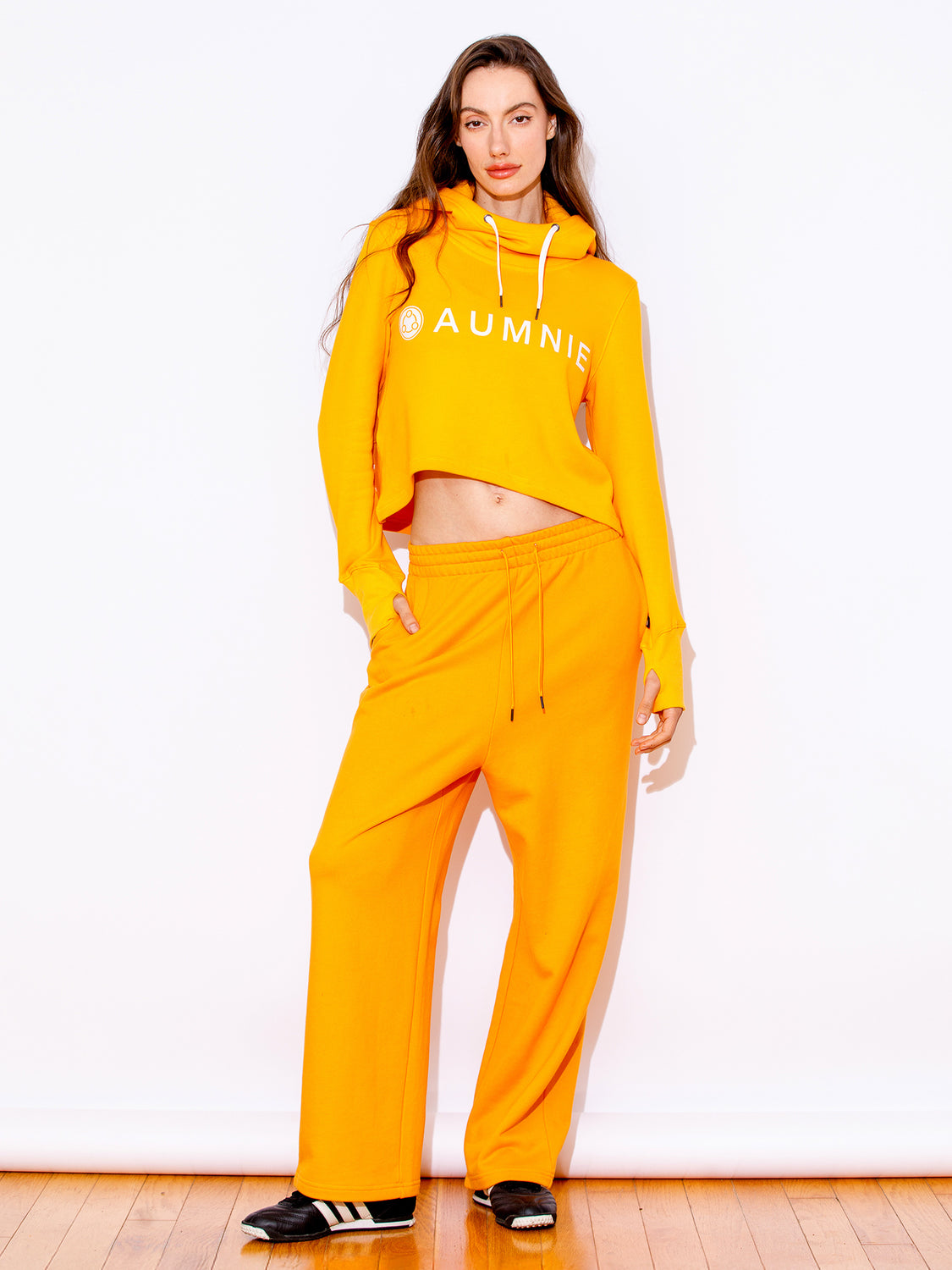 URBAN WIDE LEG SWEATPANTS,YELLOW