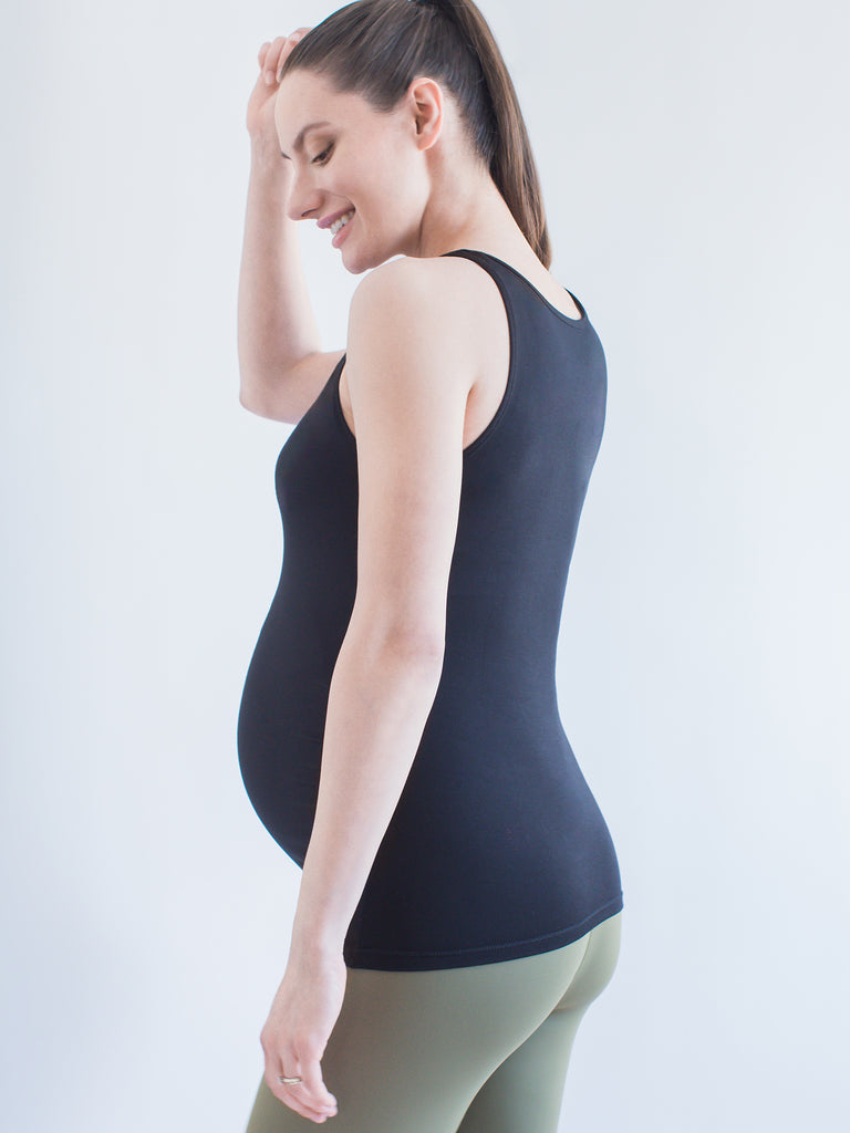 SOFT STRETCH MATERNITY TANK, BLACK