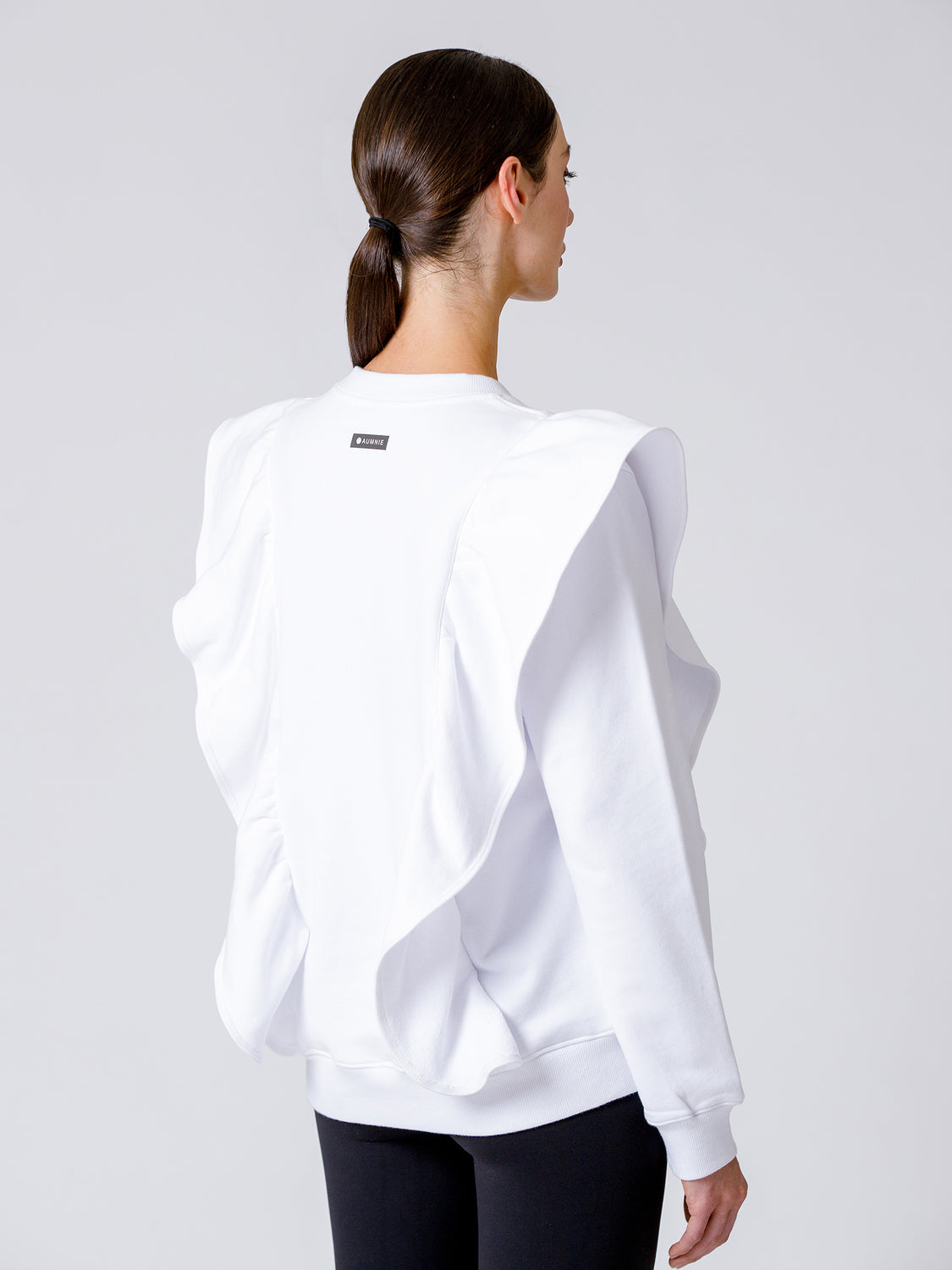 EMPOWER RUFFLED SWEATSHIRT,WHITE