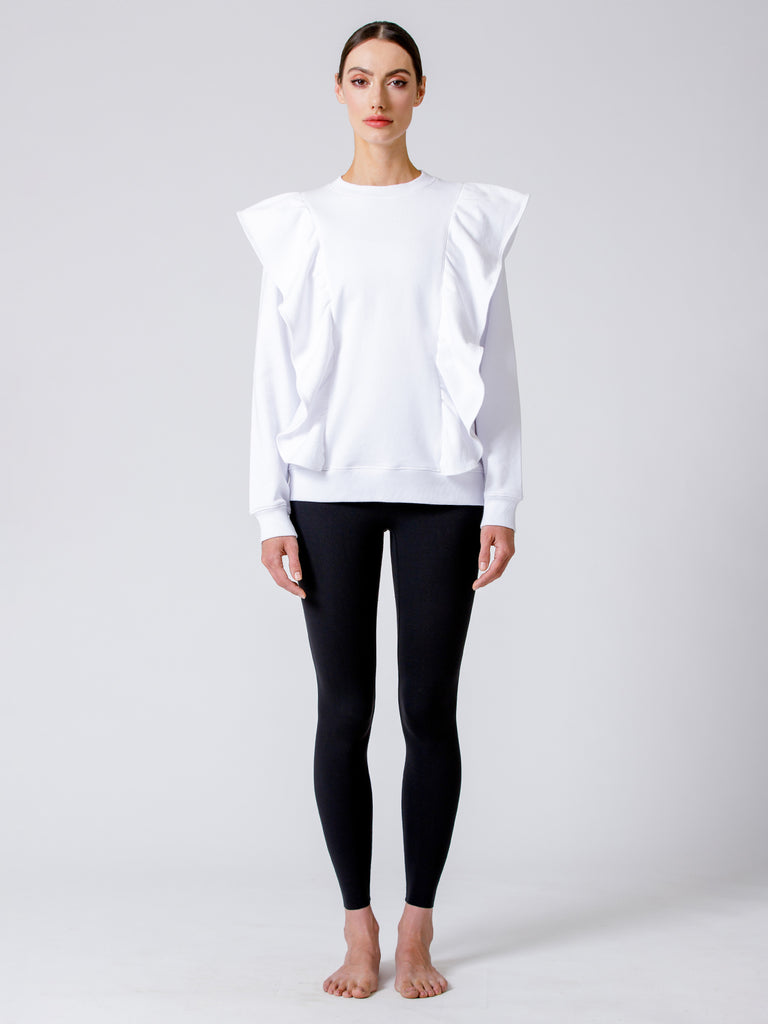 EMPOWER RUFFLED SWEATSHIRT,WHITE