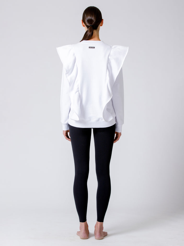 EMPOWER RUFFLED SWEATSHIRT,WHITE