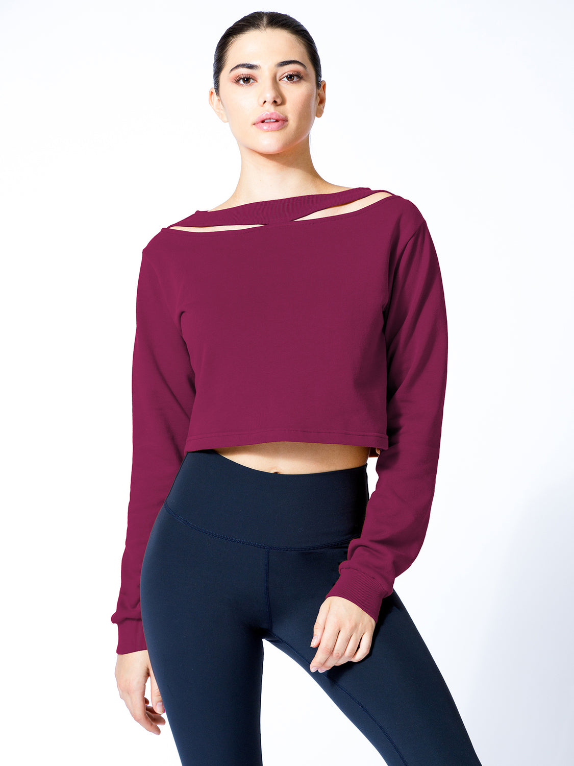 DETACHED COLLAR SWEATSHIRT,WILDBERRY