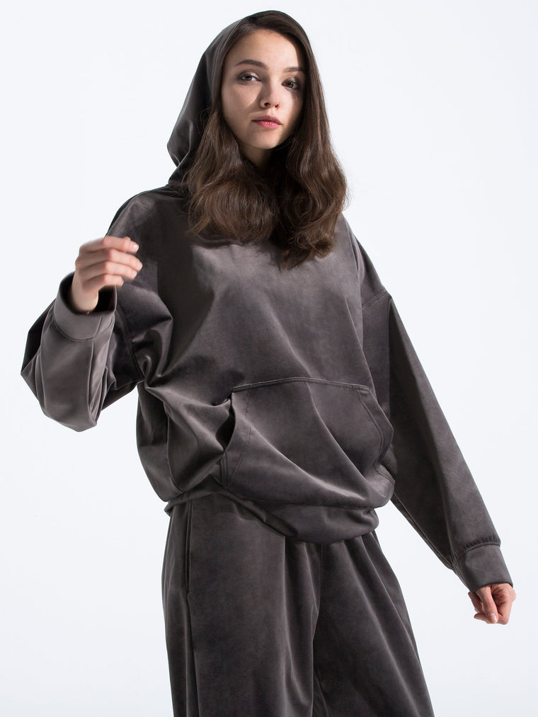 VELOUR CLASSIC HOODIE,GREY