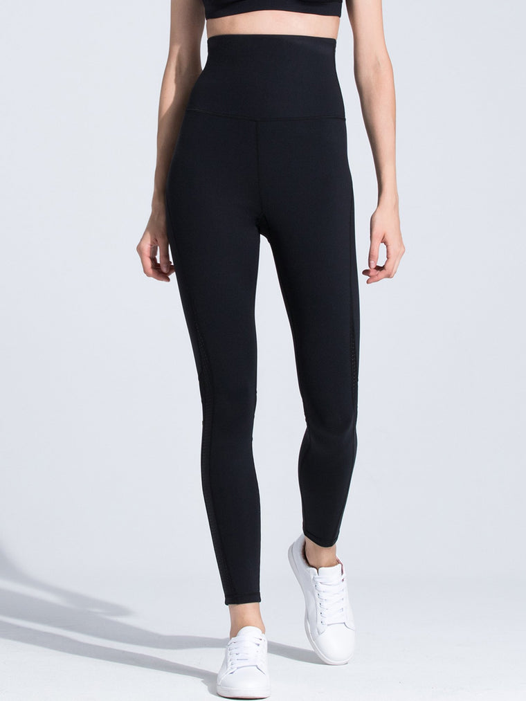 SUPER HIGH WAIST PANTS, BLACK/BLACK MESH