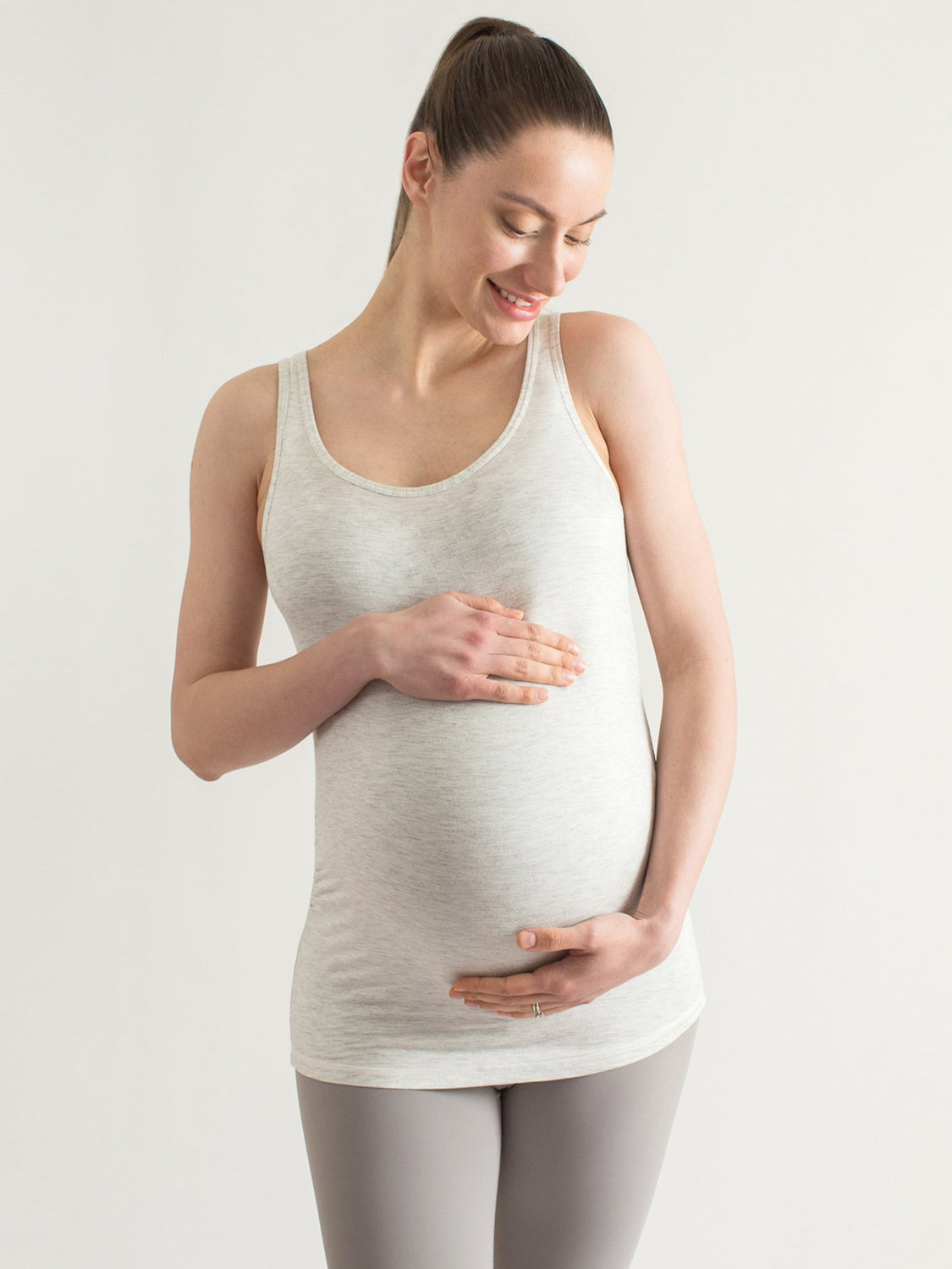 SOFT STRETCH MATERNITY TANK, LIGHT HEATHER GREY