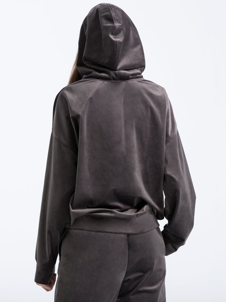 VELOUR CLASSIC HOODIE,GREY