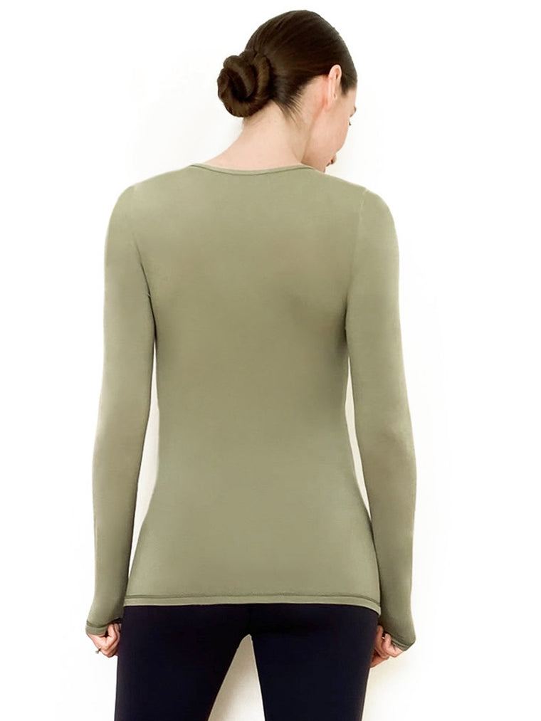 MATERNITY SOFT STRETCH LONG SLEEVE TEE, SAGE