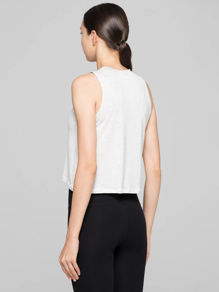 LOOSE CROPPED MUSCLE TANK, LIGHT HEATHER GREY