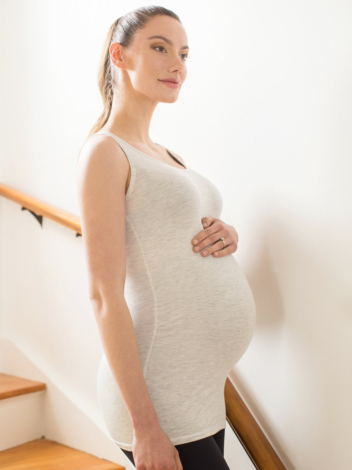 SOFT STRETCH MATERNITY TANK, LIGHT HEATHER GREY