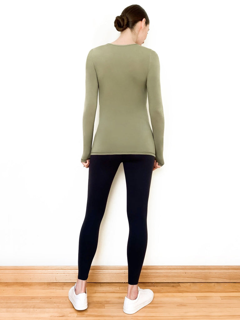 MATERNITY SOFT STRETCH LONG SLEEVE TEE, SAGE