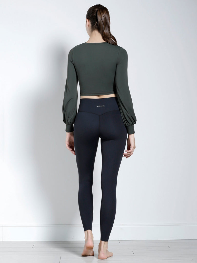 PUFF SLEEVE CROPPED TOP, DEEP FOREST