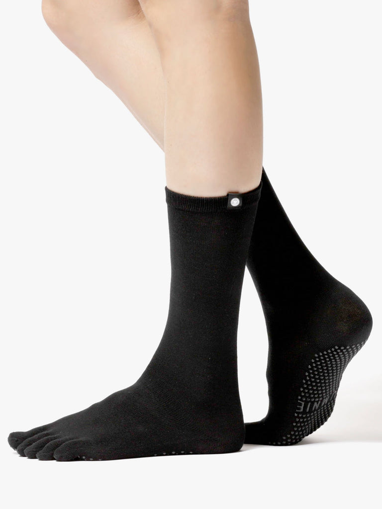 Ellaste Toeless Yoga Socks Black, Small/Medium (Women 5.5-8.5 / Men  4.5-7.5)