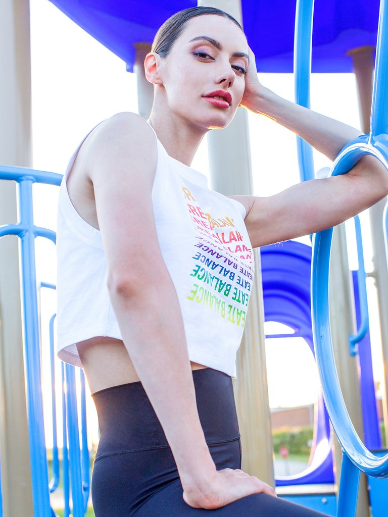 RAINBOW CROPPED TANK, WHITE