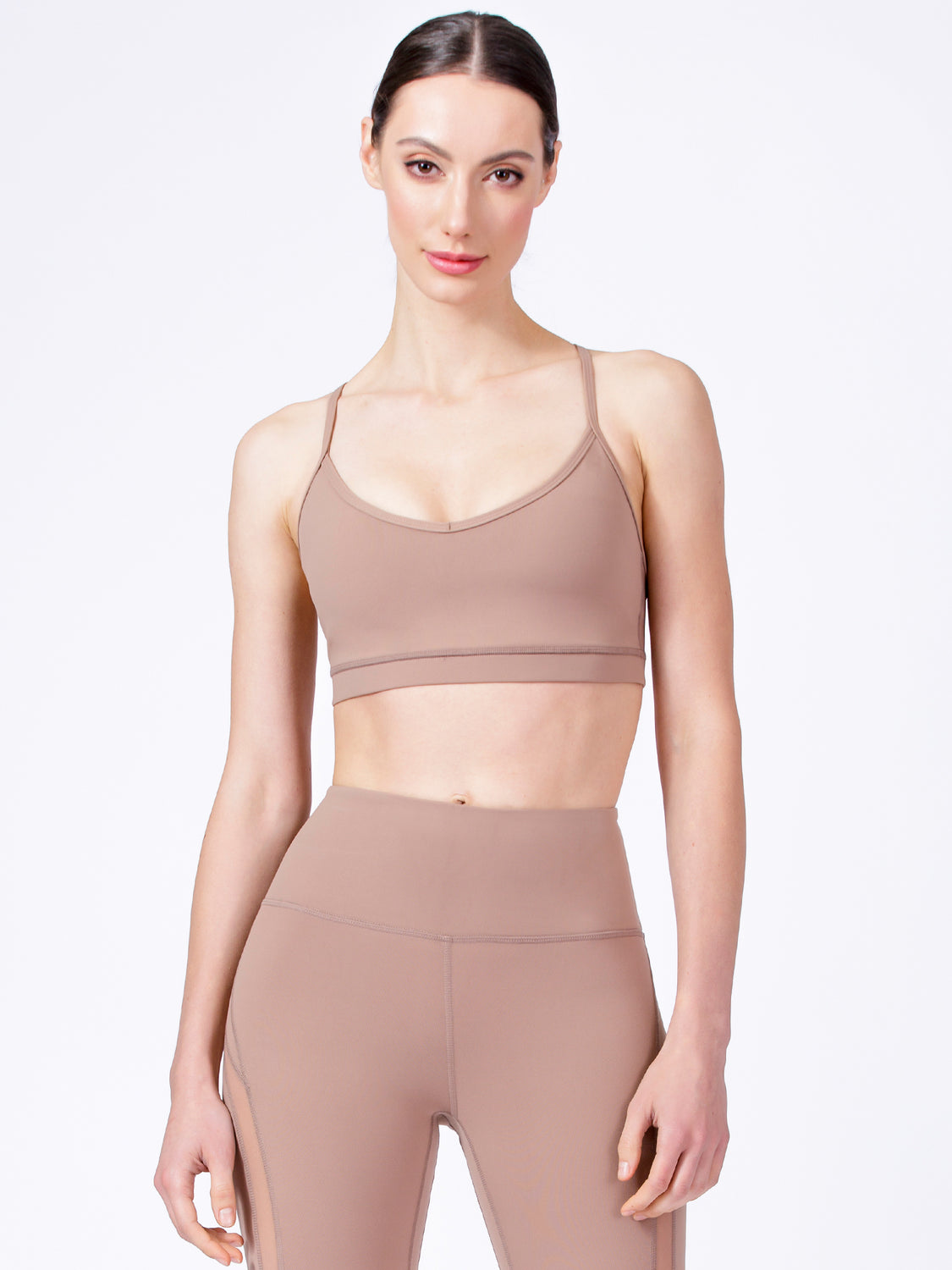 VERTICAL MESH BRA, MOCHA