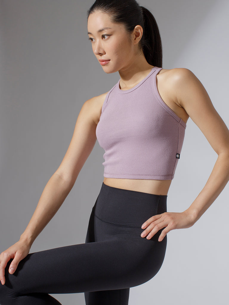 EVERYDAY RIBBED CROPPED SINGLET, PURPLE