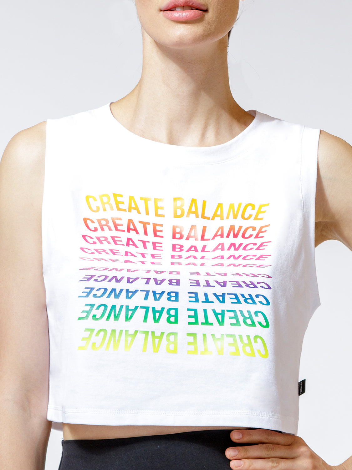 RAINBOW CROPPED TANK, WHITE