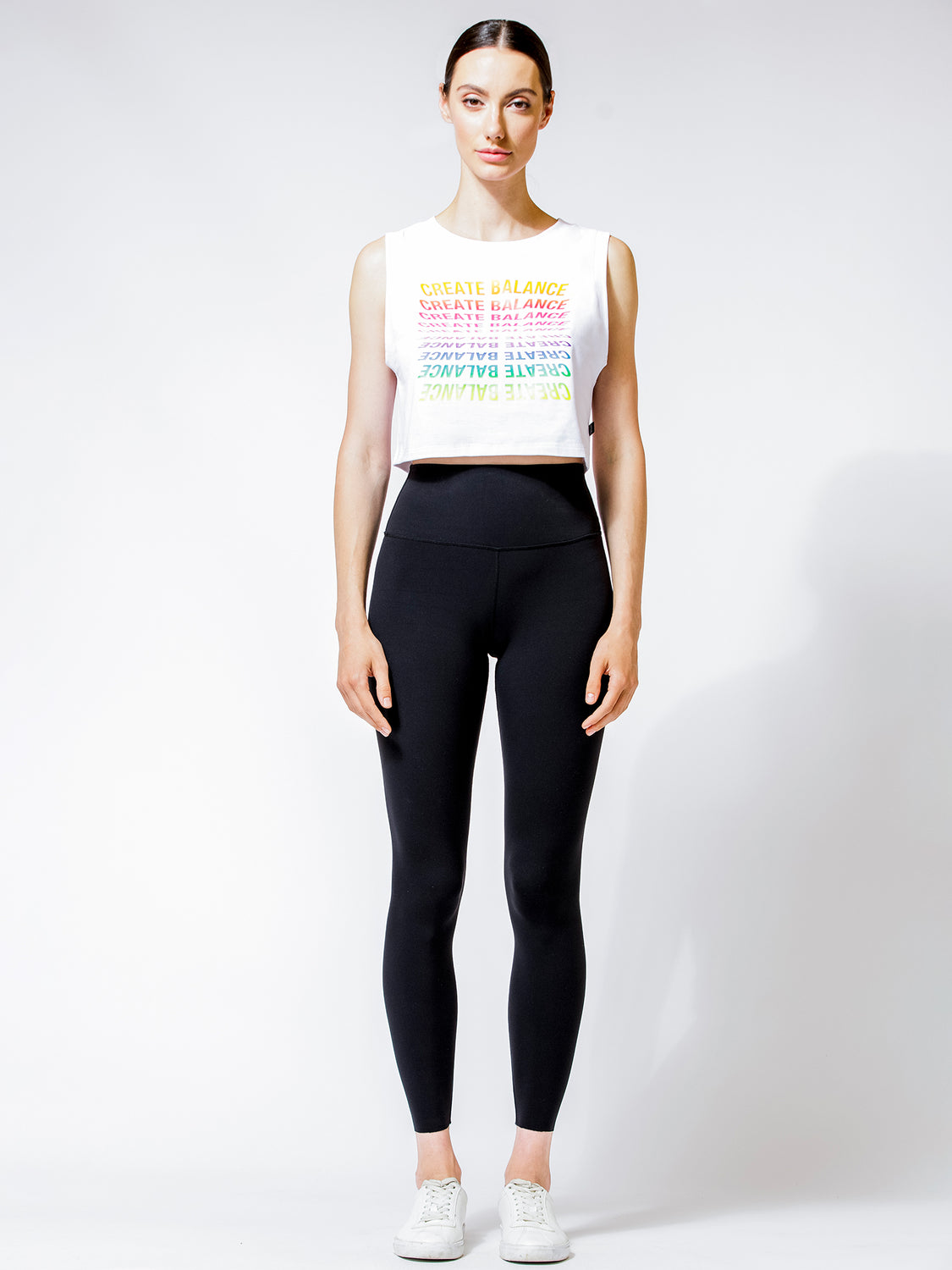 RAINBOW CROPPED TANK, WHITE