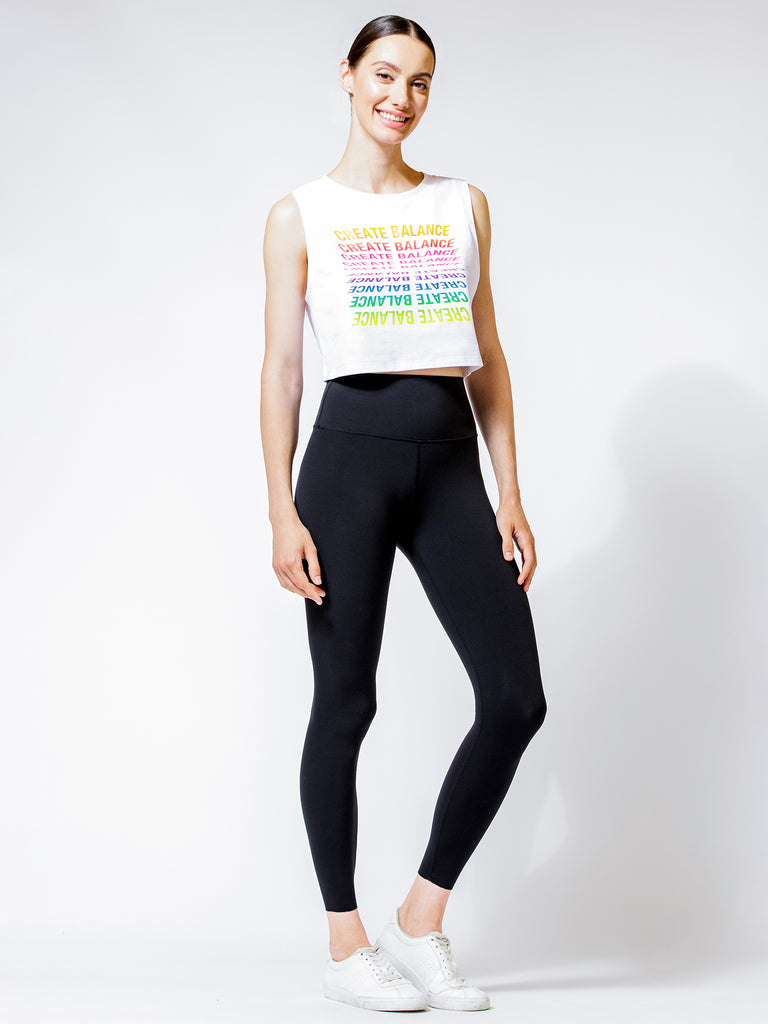 RAINBOW CROPPED TANK, WHITE