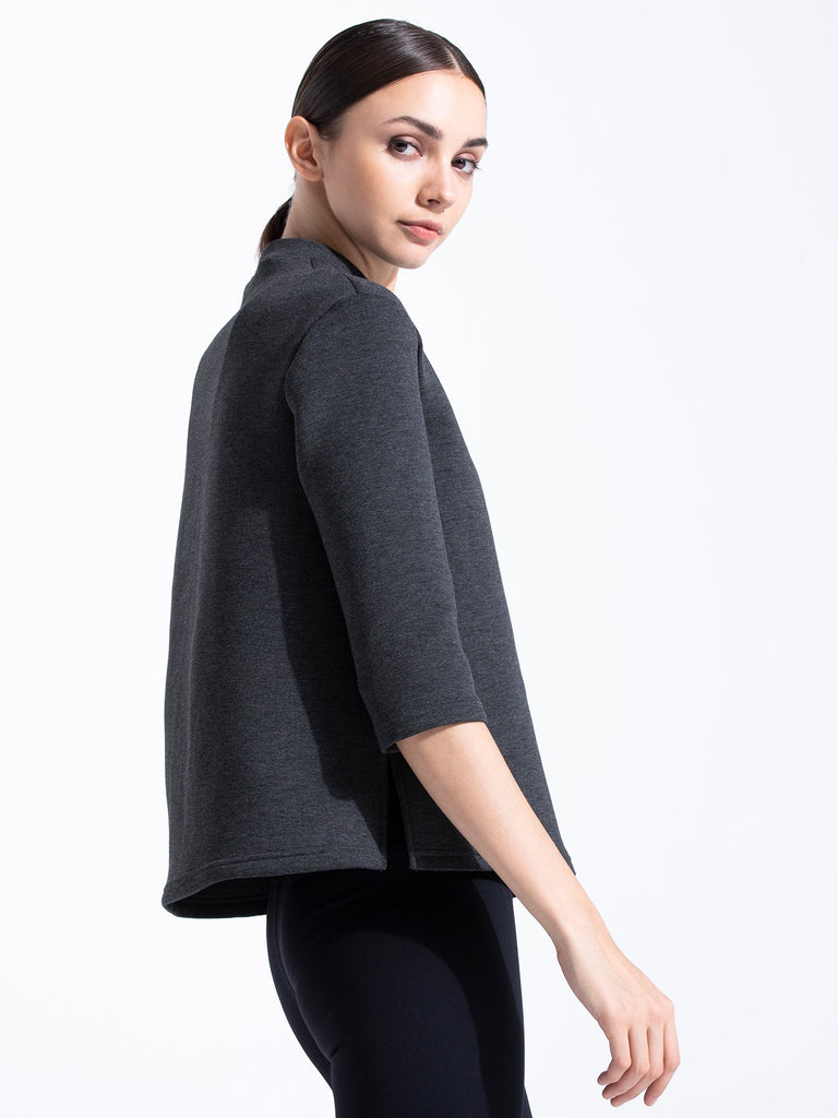 NEOPRENE MOCK NECK 3/4 SLEEVE TOP