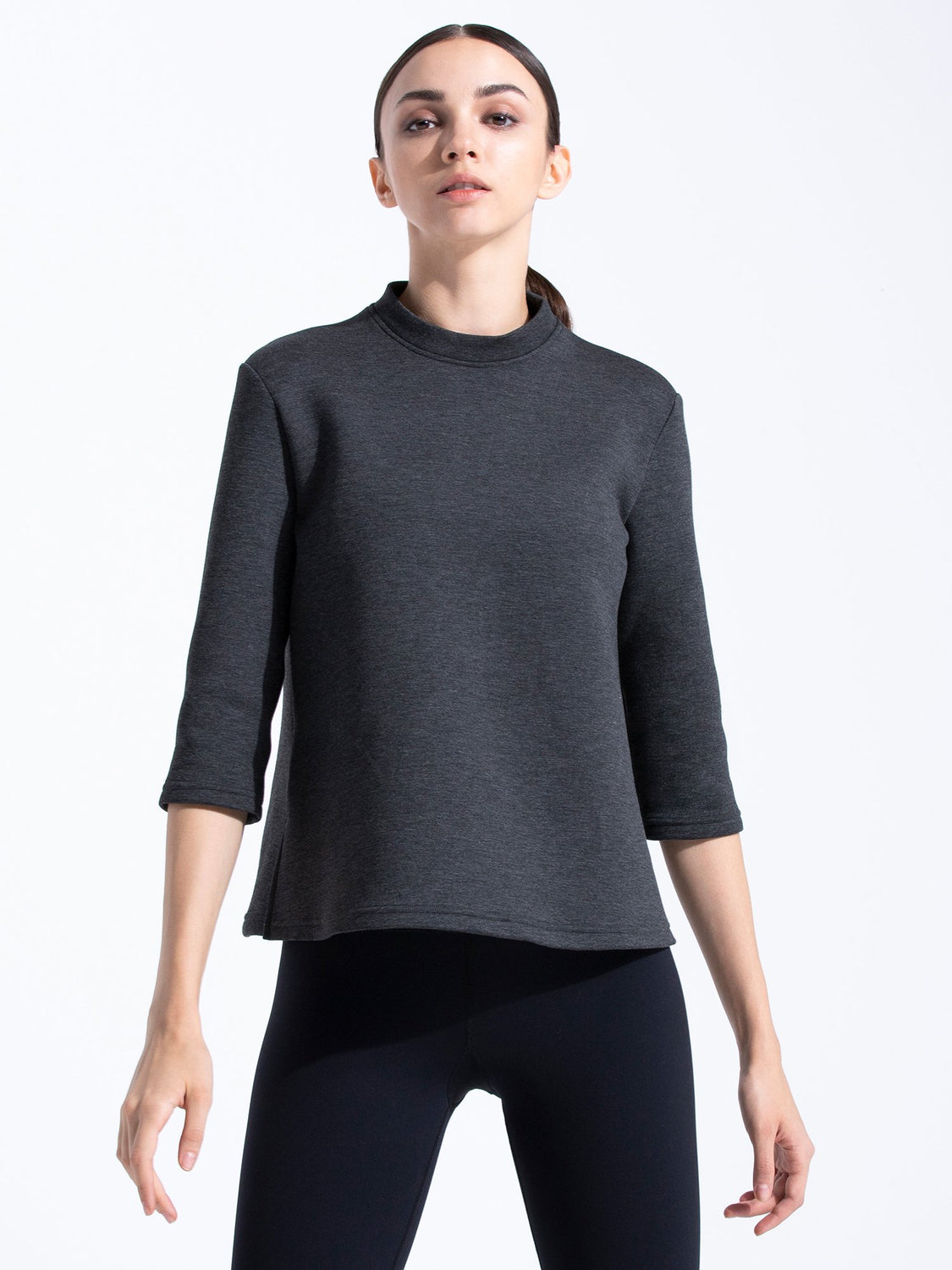 NEOPRENE MOCK NECK 3/4 SLEEVE TOP